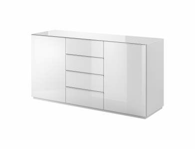 Komoda II HELIO Bílá - bílé sklo
