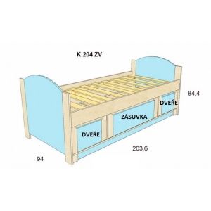 Dětská postel BOŘEK K 204 ZV