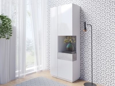 Vitrína I pravá SILKE Bílá - Colorado Beton