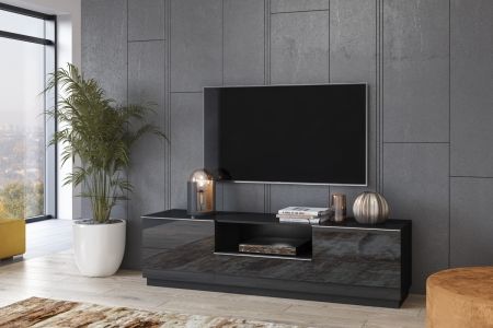 TV stolek 180 HELIO Černá - černé sklo