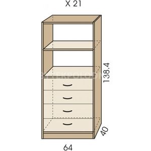 Regál se zásuvkami JIM 5 X 21